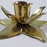 Ensemble de 7 bougeoirs en forme de fleur en laiton lourd brillant, 1970-1980