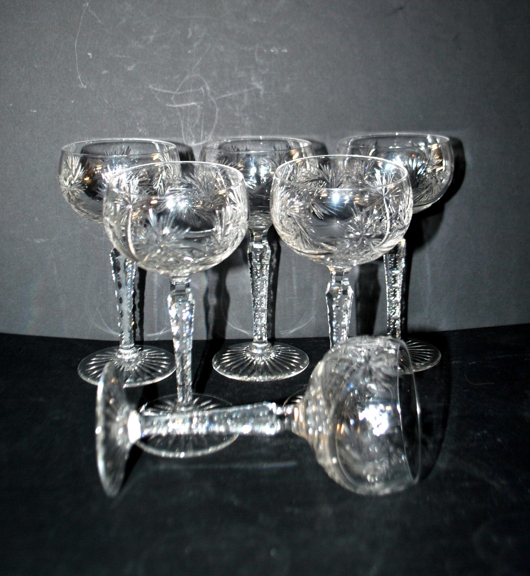 SAINT-LOUIS Balloon Wine Glass ROEMER in cut crystal star 1930 H14.5cm