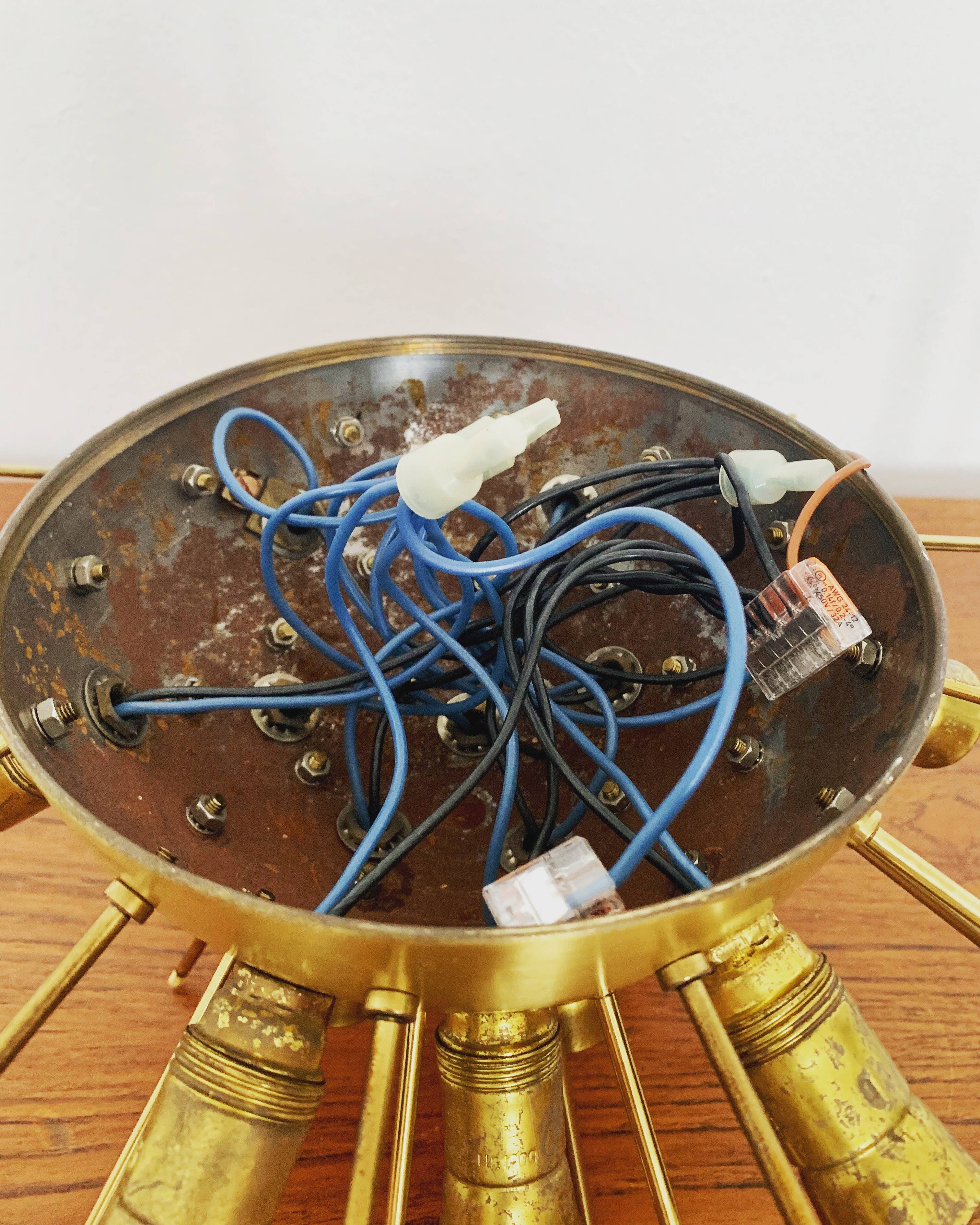 1 of 2 Amazing Golden Bubble Glass Flush Lamps by Doria
