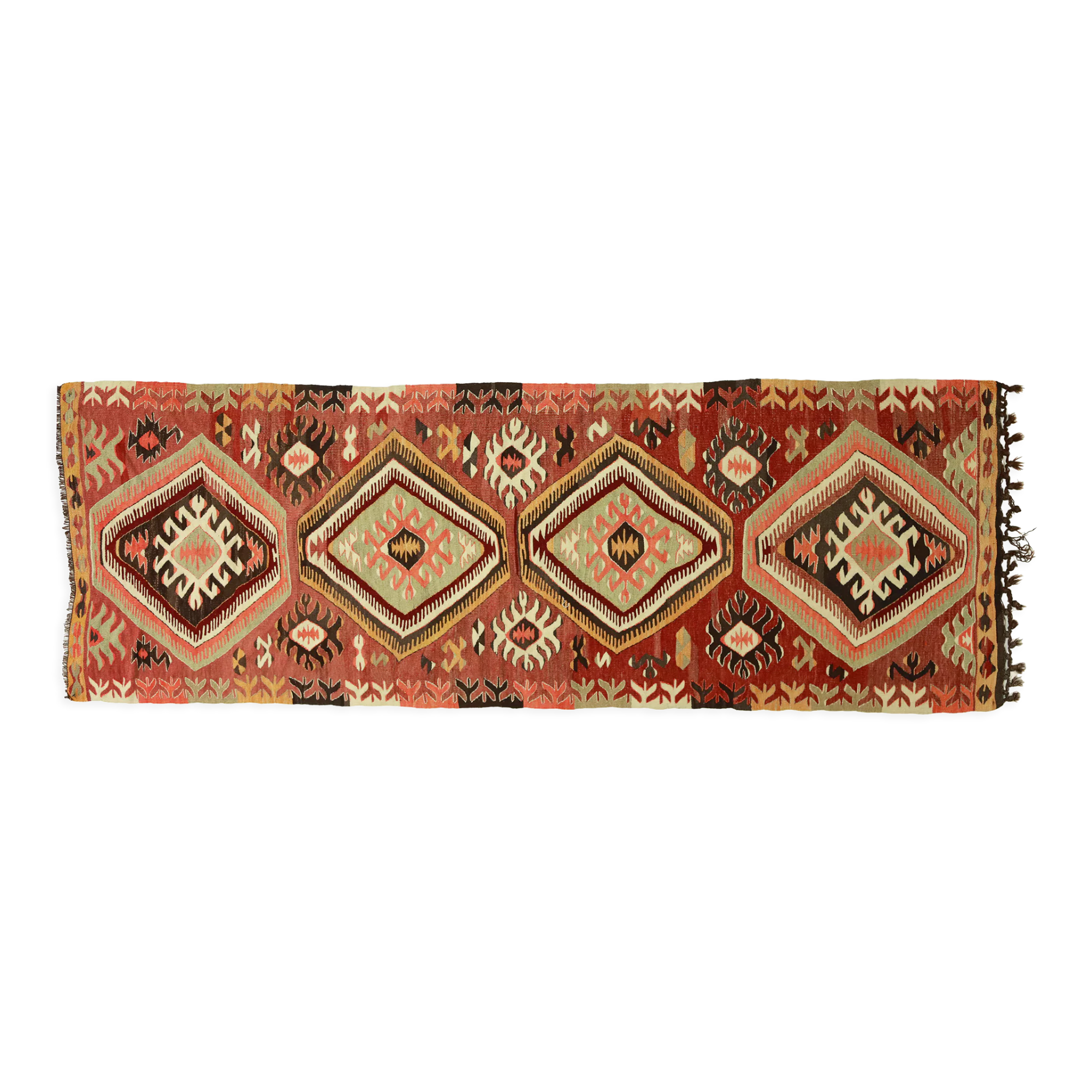 Anatolian handmade kilim rug 260 cm x 97 cm