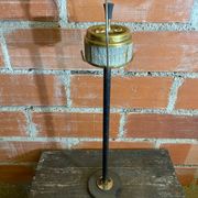Vintage French Cast Iron Stand Ashtray + Gold Metal Ashtray #D