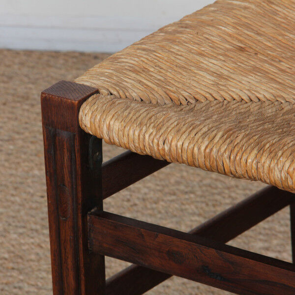 Set of 6 oak rush chairs, French work, 1950.