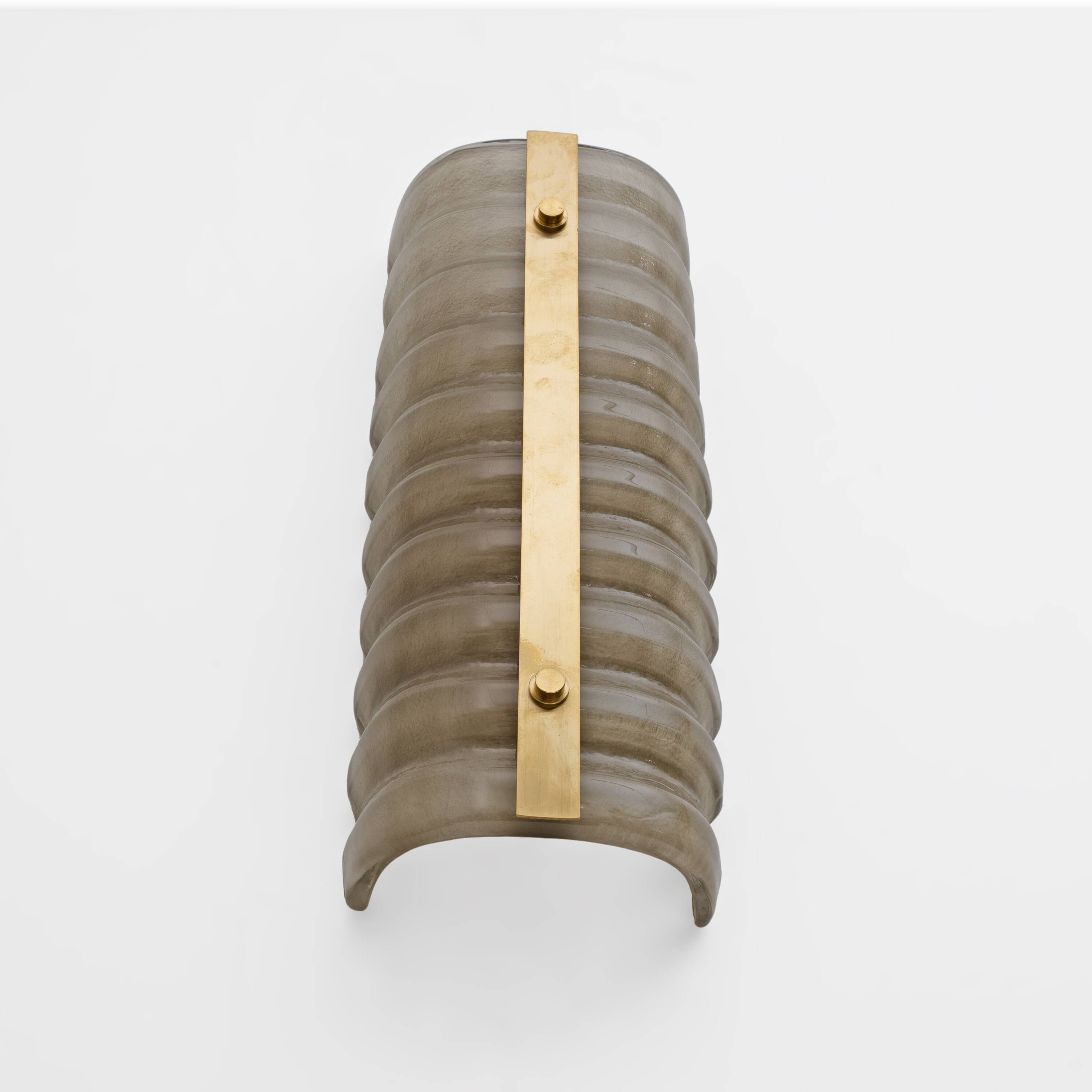 Pair of Modern Italian Brass and Smoke Murano Glass Wall Sconces