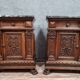 Pair of ceremonial furniture or Renaissance walnut bedside tables around 1850