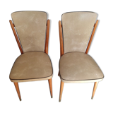 Chairs wood and imitation leather seated year 60