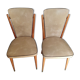 Chaises bois et simili cuir assise année 60