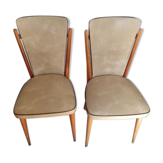 Chairs wood and imitation leather seated year 60