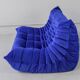 Togo three-seat sofa in blue velvet by Michel Ducaroy for Ligne Roset
