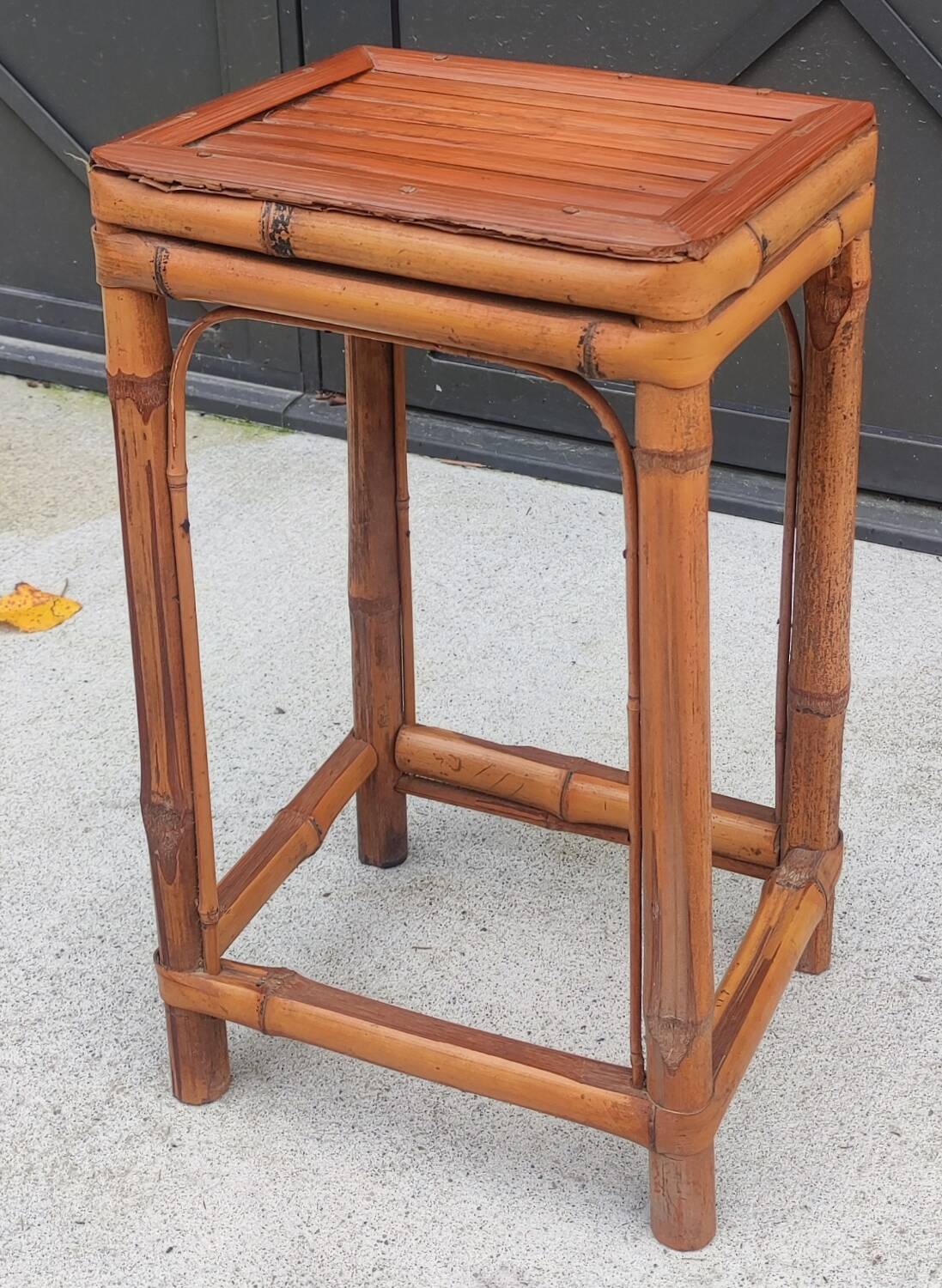 Vintage bamboo plant stand stool