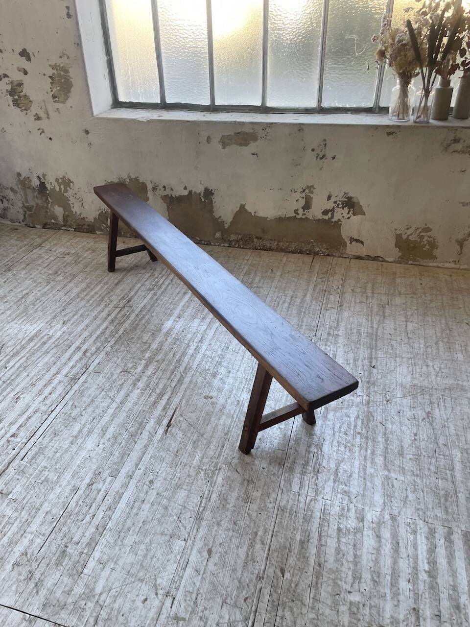 Solid oak bench 230 cm