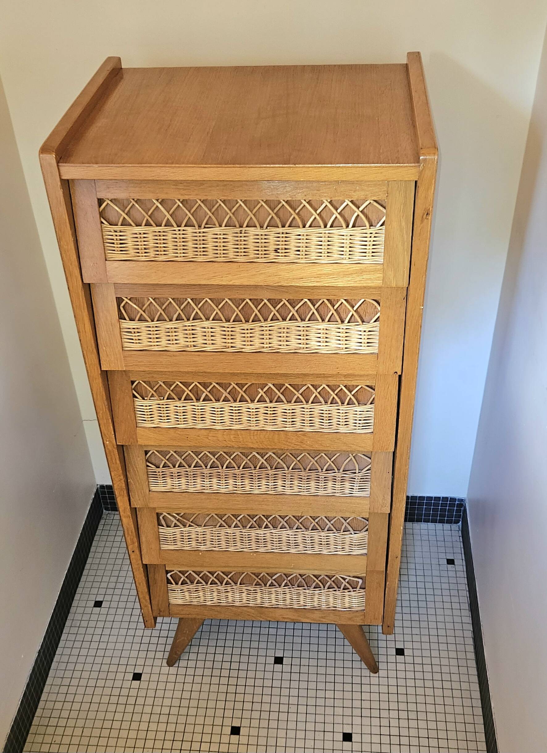 Vintage rattan weekly organizer