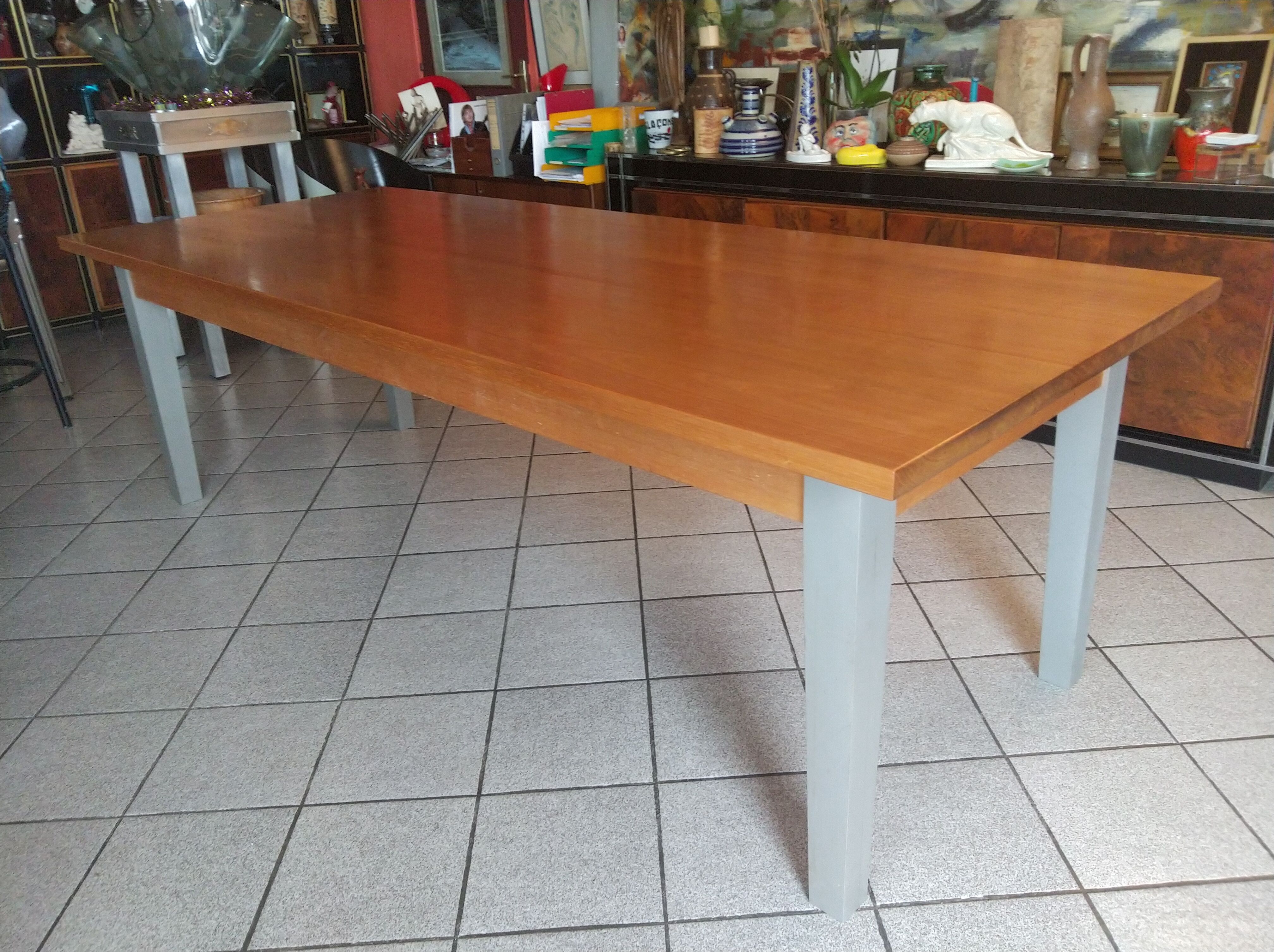 Solid walnut table circa 1980 with double patina