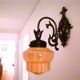 Art Deco iridescent glass and cast iron birds wall lamp 1940s