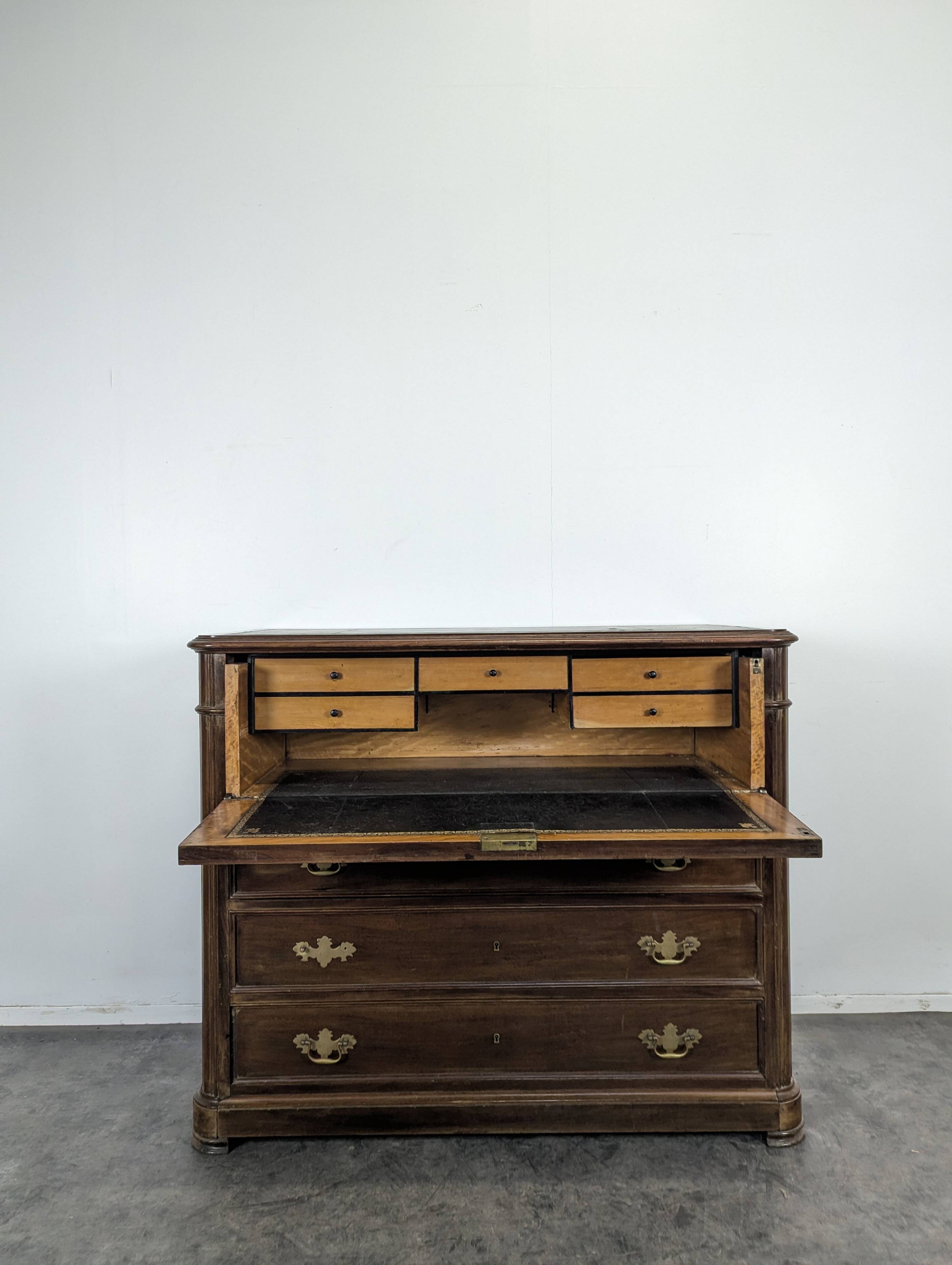 English mahogany secretary chest of drawers