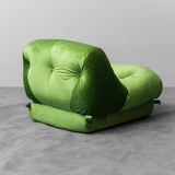 Velvet armchair green nuvolone rino maturie 70s vintage modern