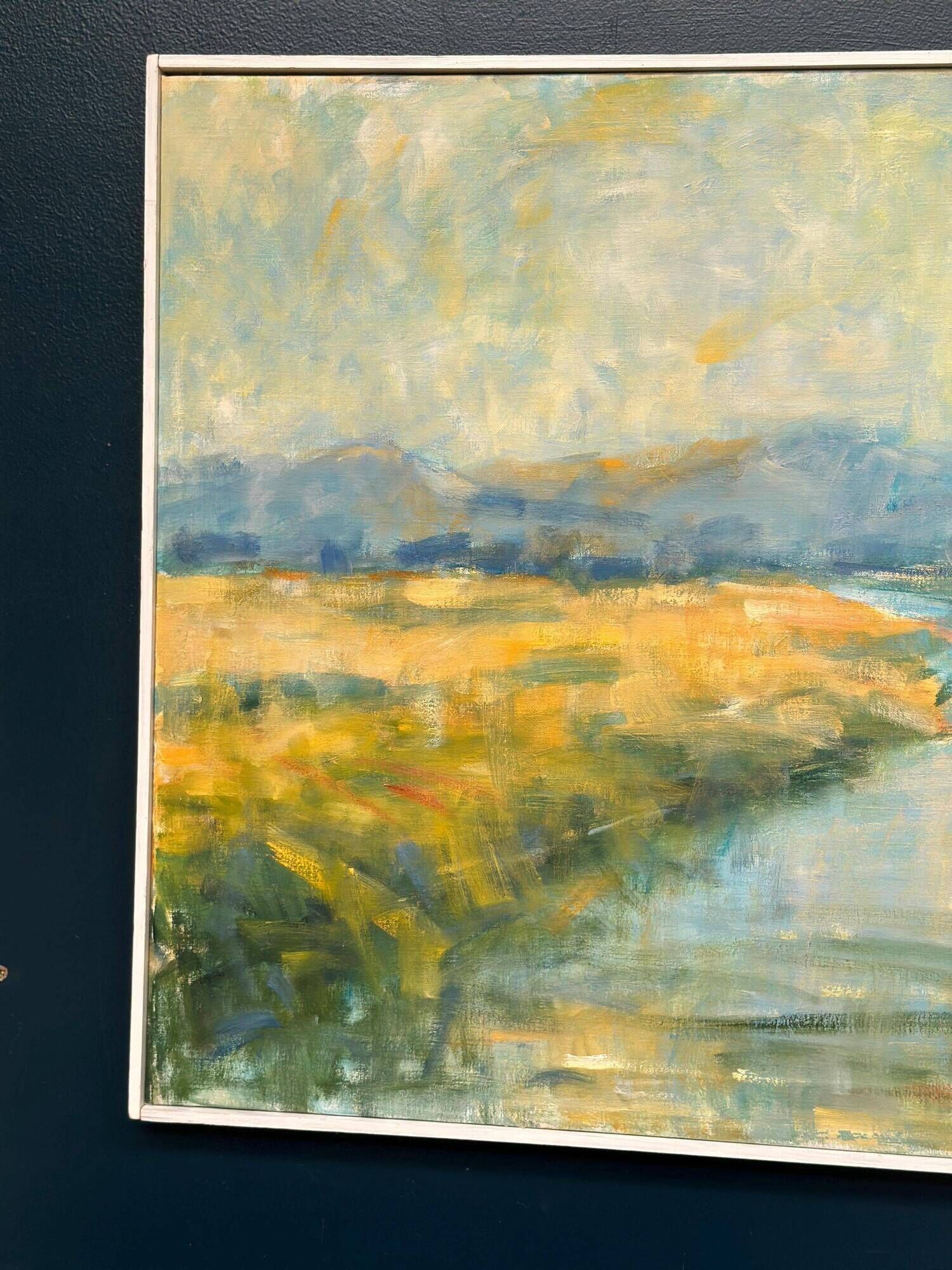 Original Swedish Oil on Canvas – “River Landscape with Mountains”  Vintage