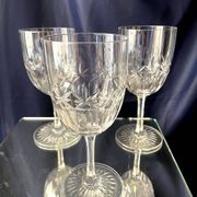 Set of 3 cut crystal water or wine glasses