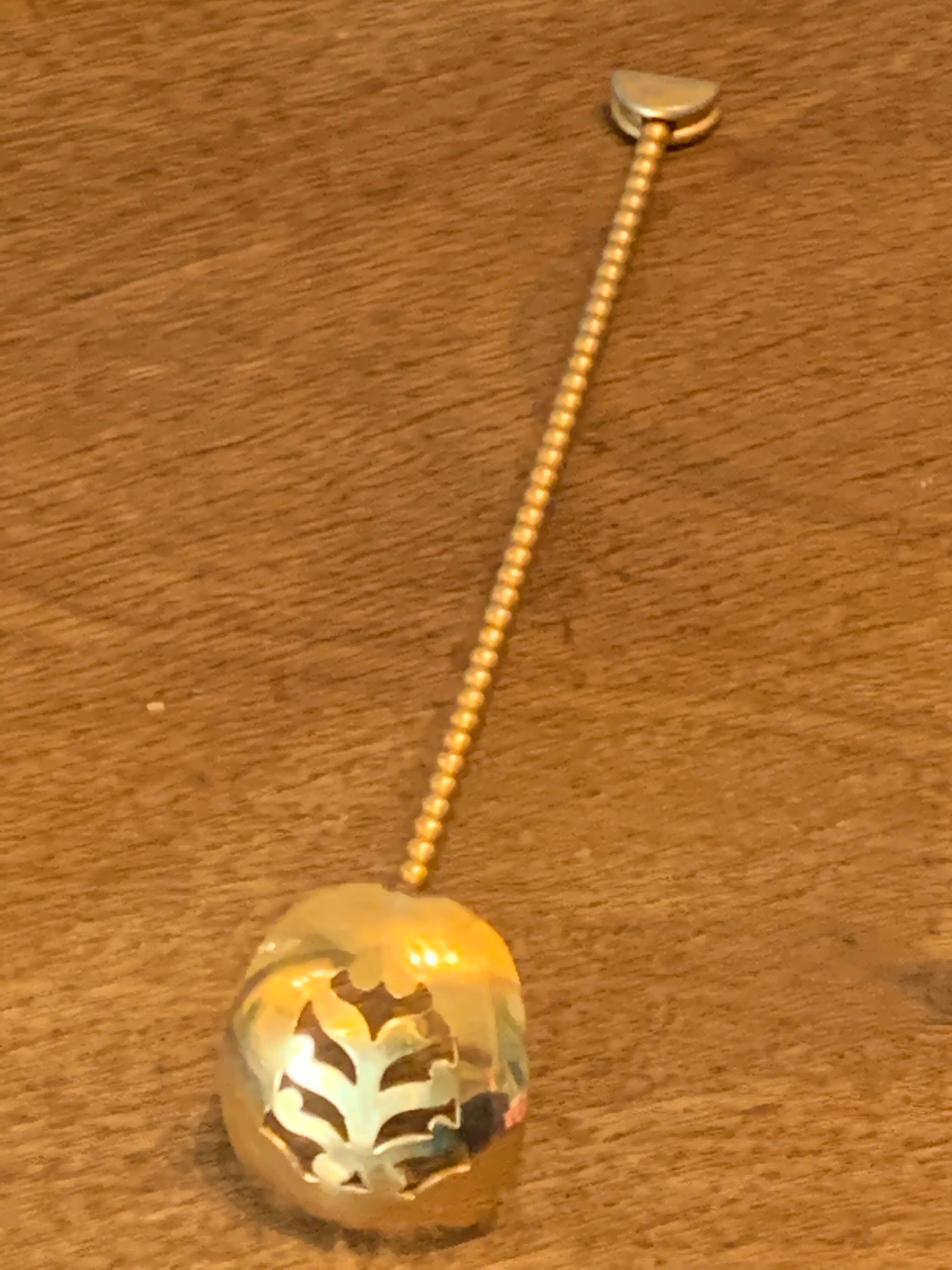 Ice bucket and its vintage 1950 gold metal spoon