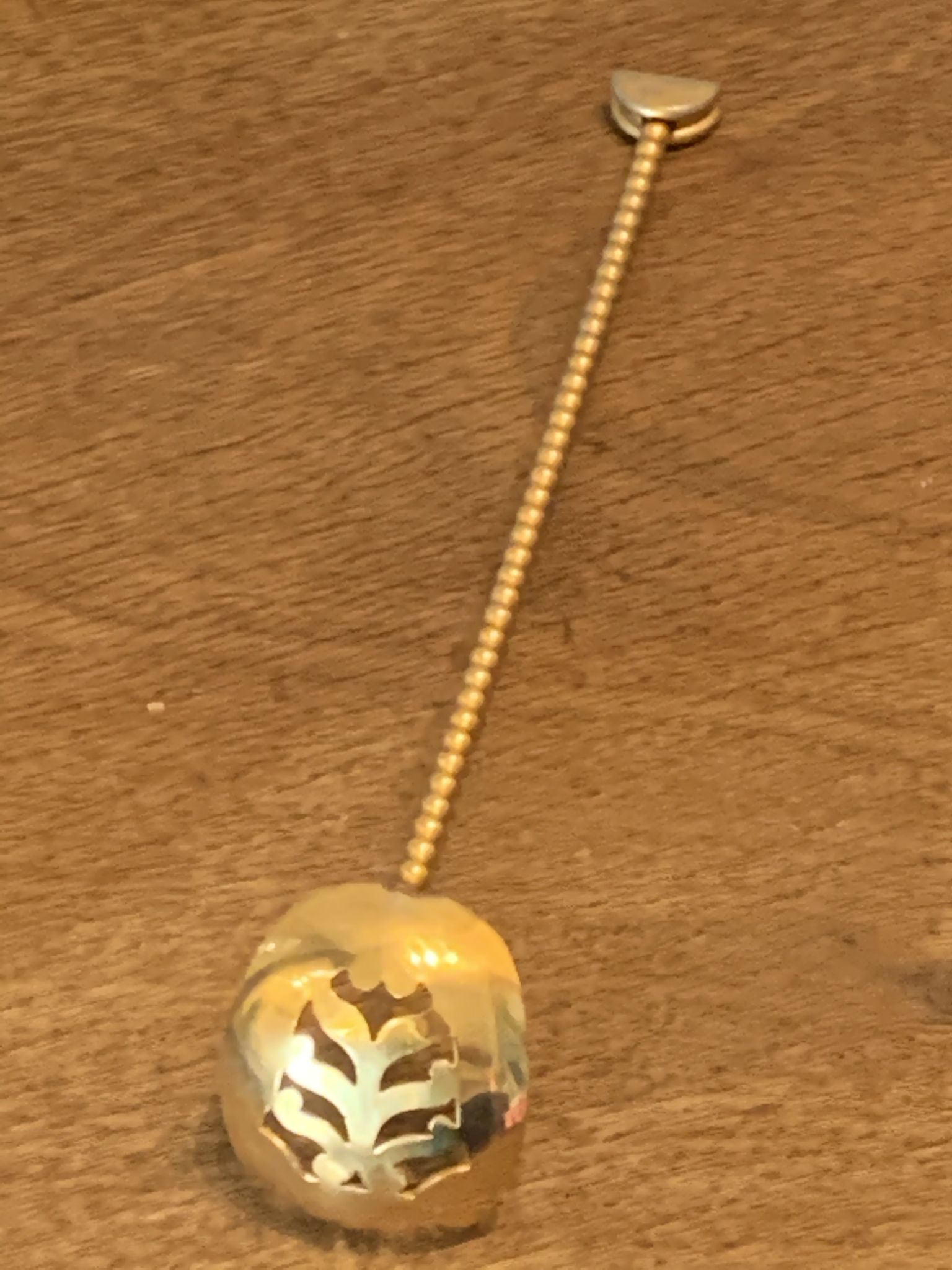 Ice bucket and its vintage 1950 gold metal spoon