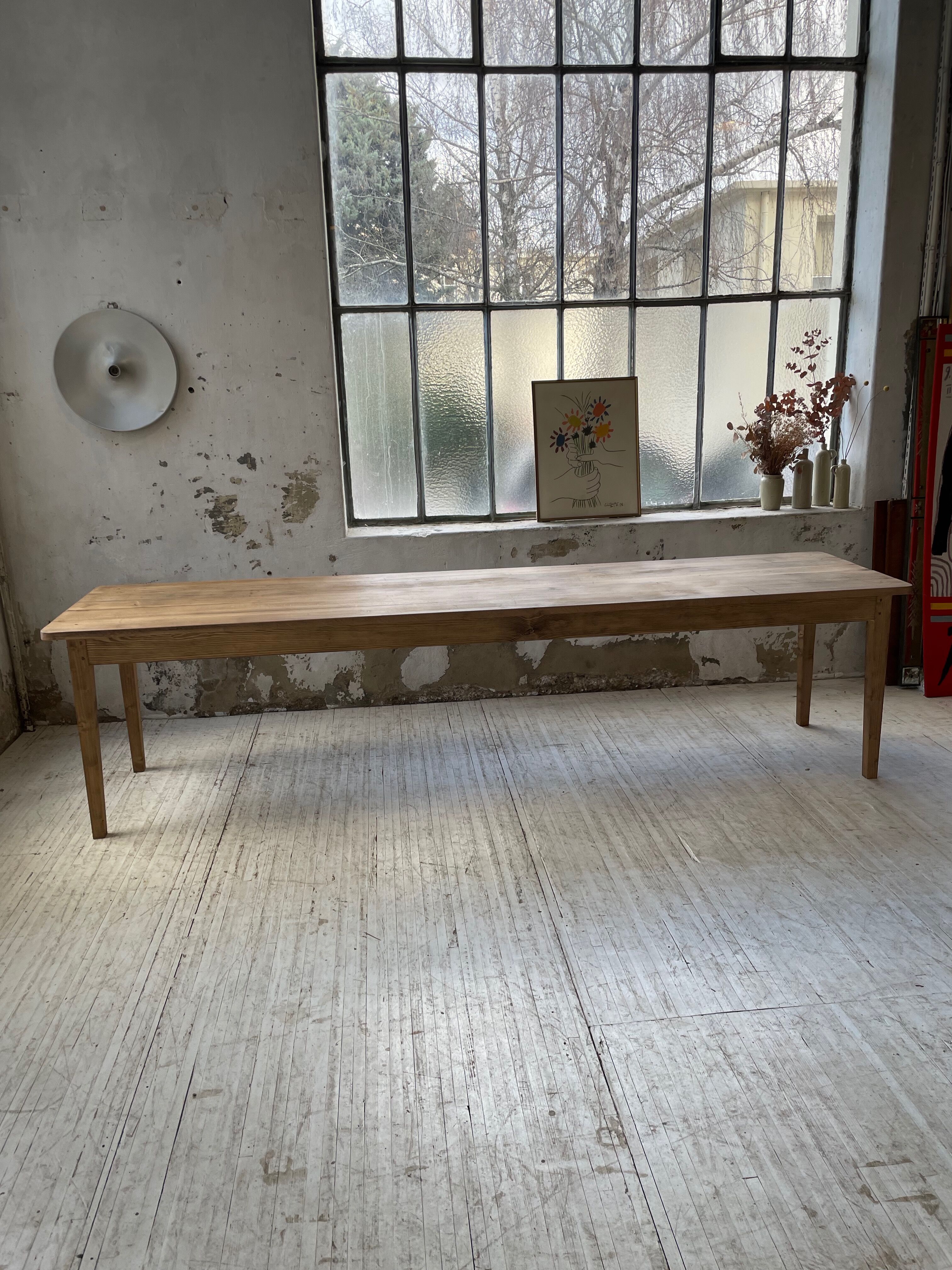 XL farmhouse table in beech and pine 3m