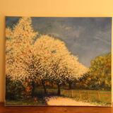 Huile sur toile impressionniste, Tableau sakura japonais