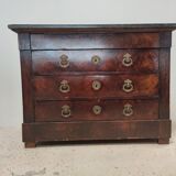 Chest of drawers in wood and gray marble with 4 drawers nineteenth century