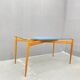 Table basse en verre avec cadre en bois, années 1960, Tchécoslovaquie