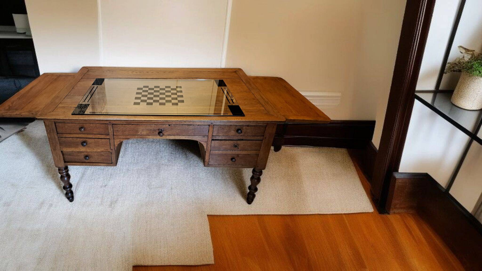 19th century Louis Philippe bureau plat in solid gilded oak