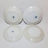 Set of 4 flat plates in Badonviller earthenware, Jasmin model, iron earth.