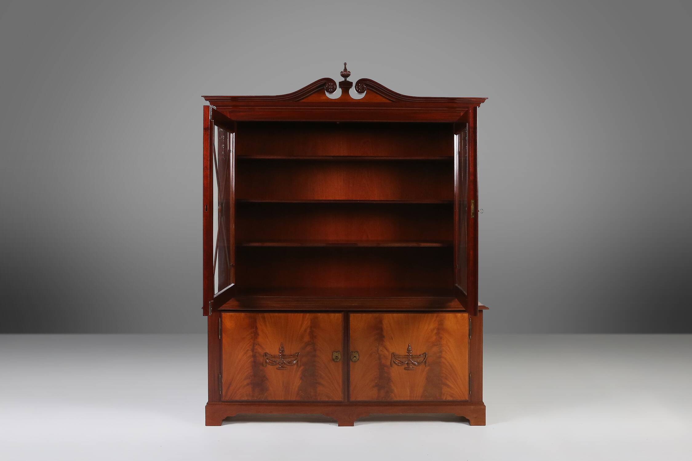 Exquisite Empire Style library cabinet with glass doors, Belgium, 1950s