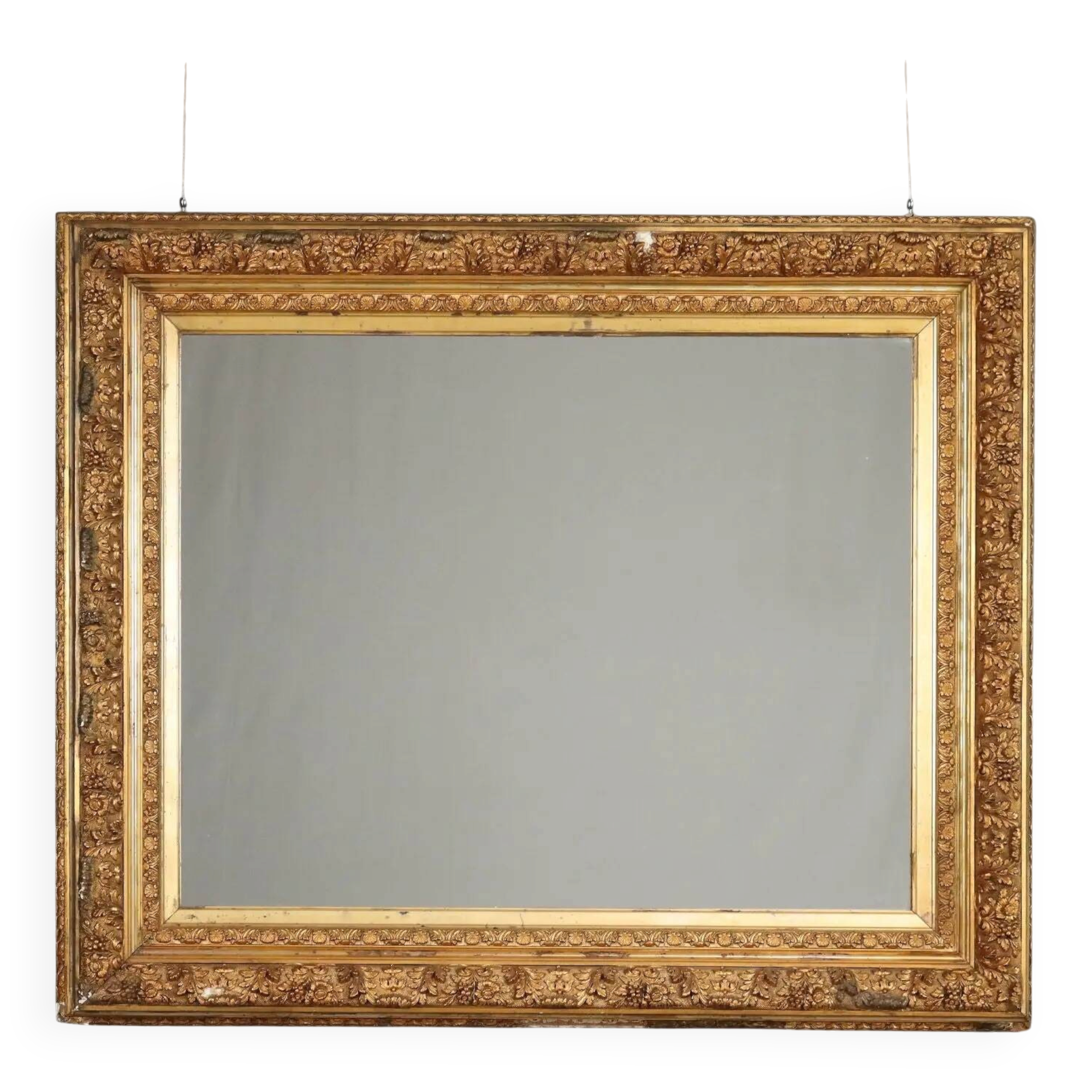 Antique carved and gilded wooden mirror, Italy, 19th century