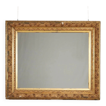 Antique carved and gilded wooden mirror, Italy, 19th century
