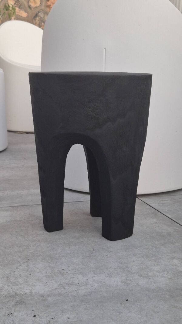 Tabouret en bois brule shou sugi ban