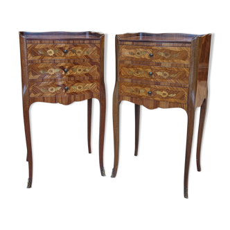 Pair of inlaid bedside tables