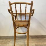 Baby high chair in curved beech