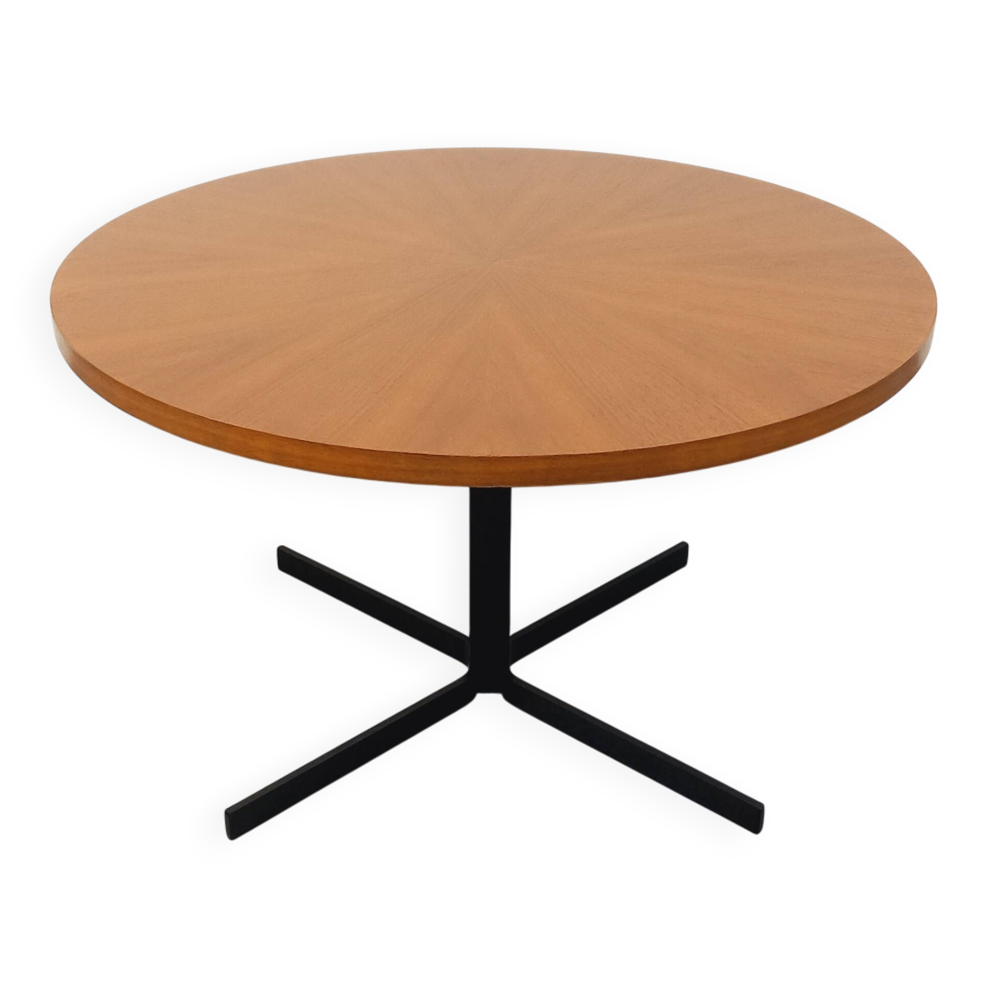 Large round coffee table in vintage Scandinavian style, modular into a table.