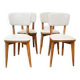 Set of 4 60s chairs in wood and white skai