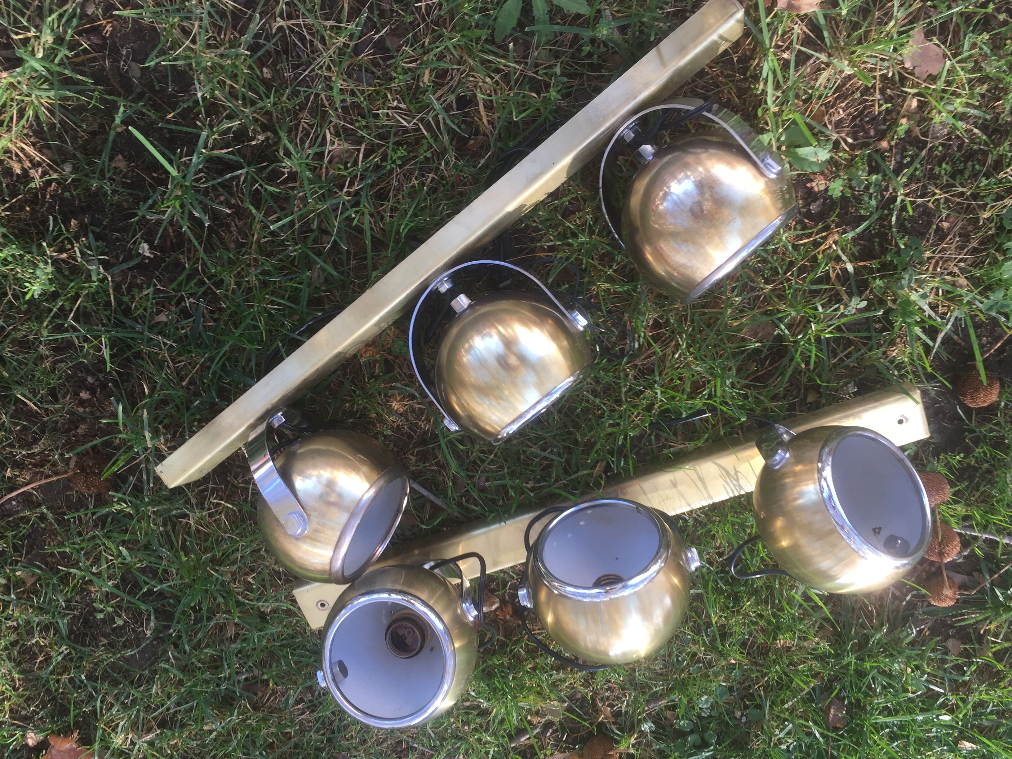 Pair of ramps of 3 spots brass and chrome balls