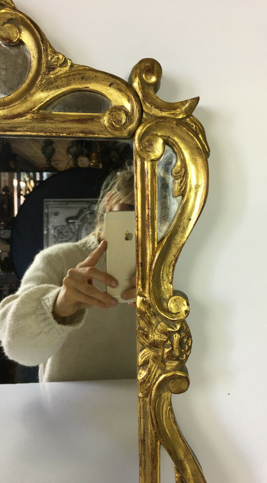 Gilded and patinated mirror sculpted 55 x 37cm