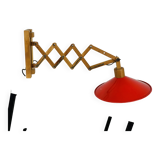 SCE 60s accordion wall light, wood and red reflector