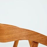 Oak dining chairs set of two, natural wood, jacquard fabric