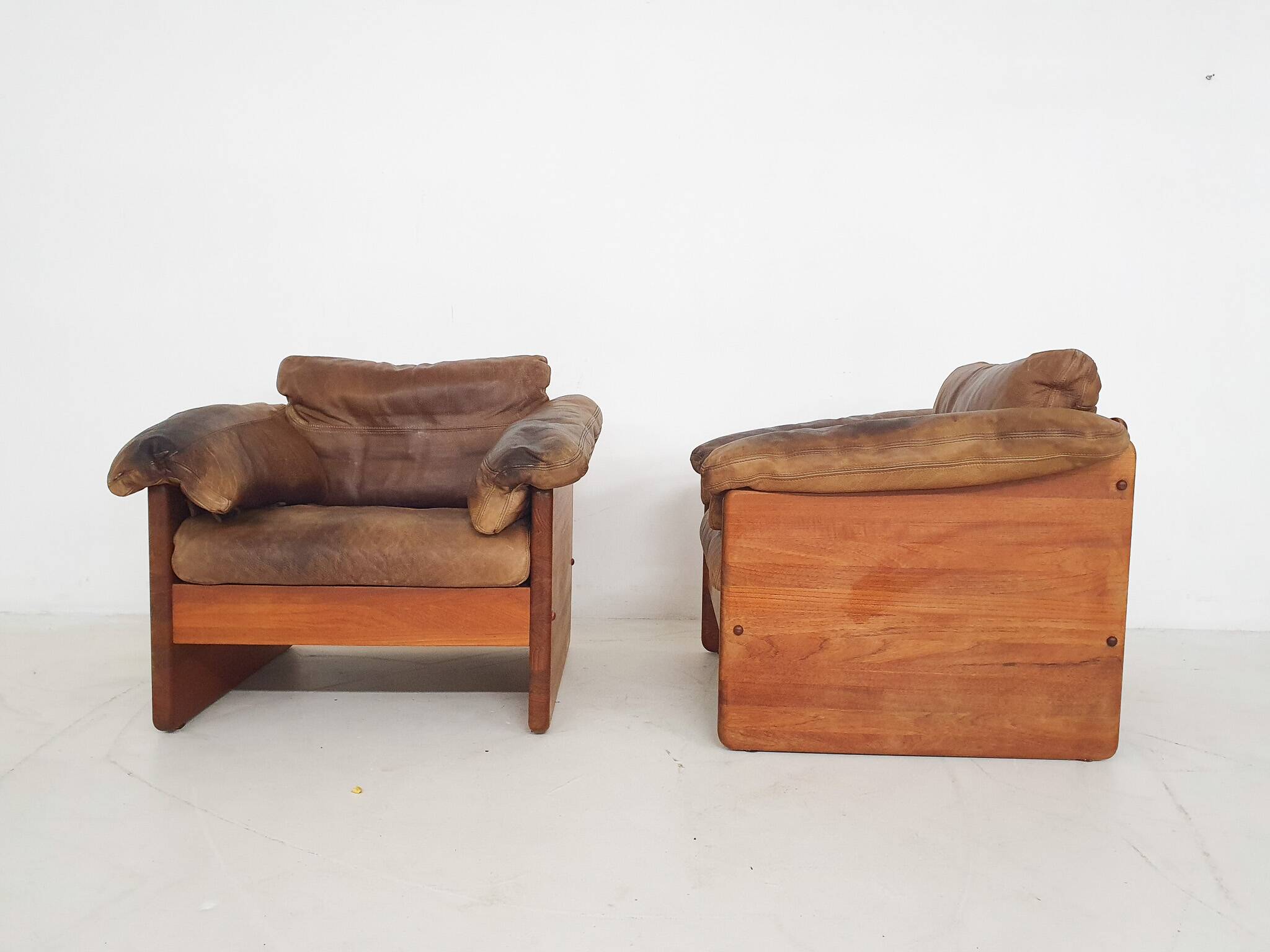 Mikael Laursen for A/S Mikael Laursen lounge chairs and ottman, Denmark 1970