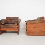 Mikael Laursen for A/S Mikael Laursen lounge chairs and ottman, Denmark 1970