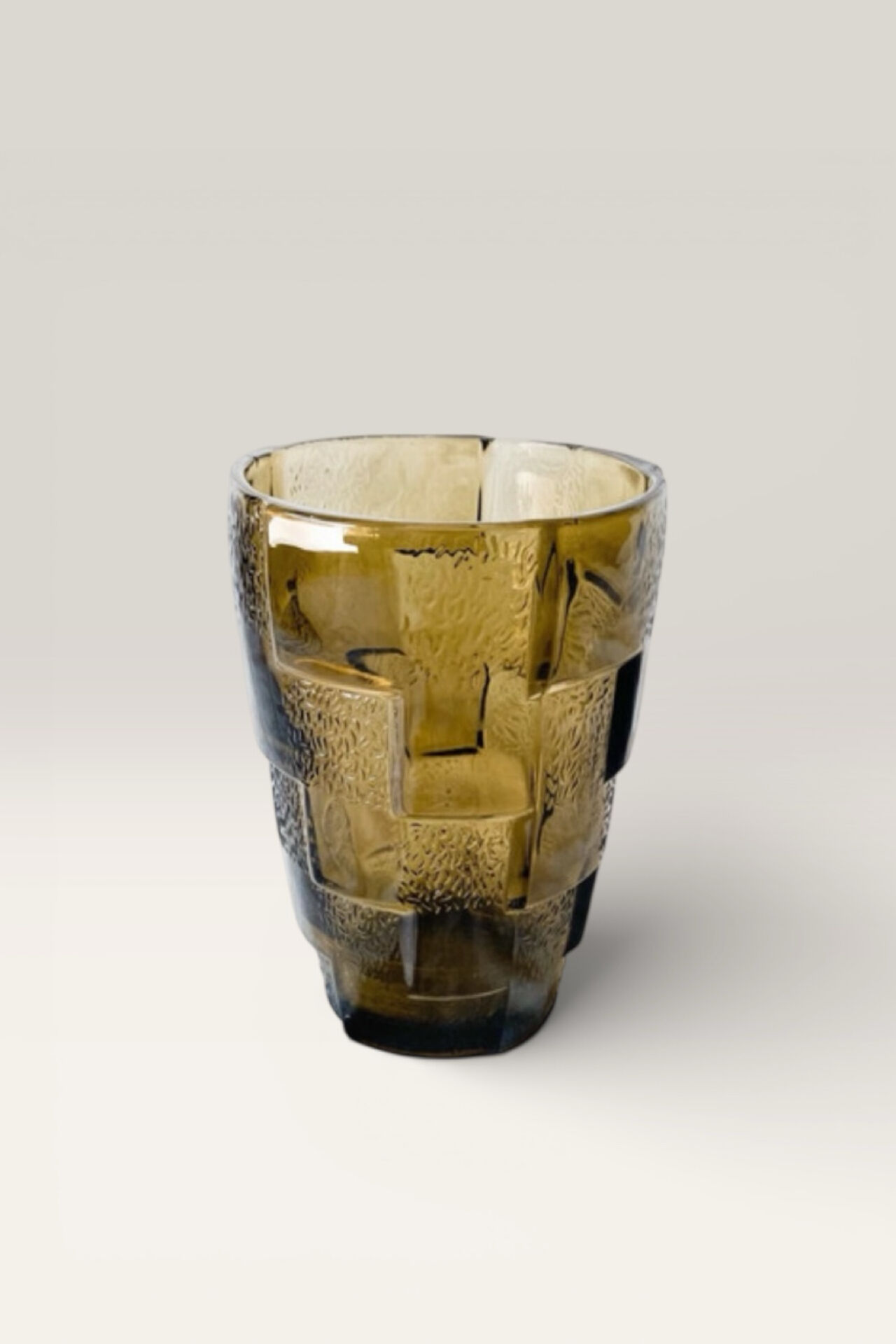 Pressed-mould glass vase 1970s Brutalist / Mid-Century aesthetic