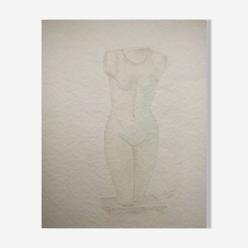 Watercolor Painting "Sheer Nude" Eliane Menant 1990