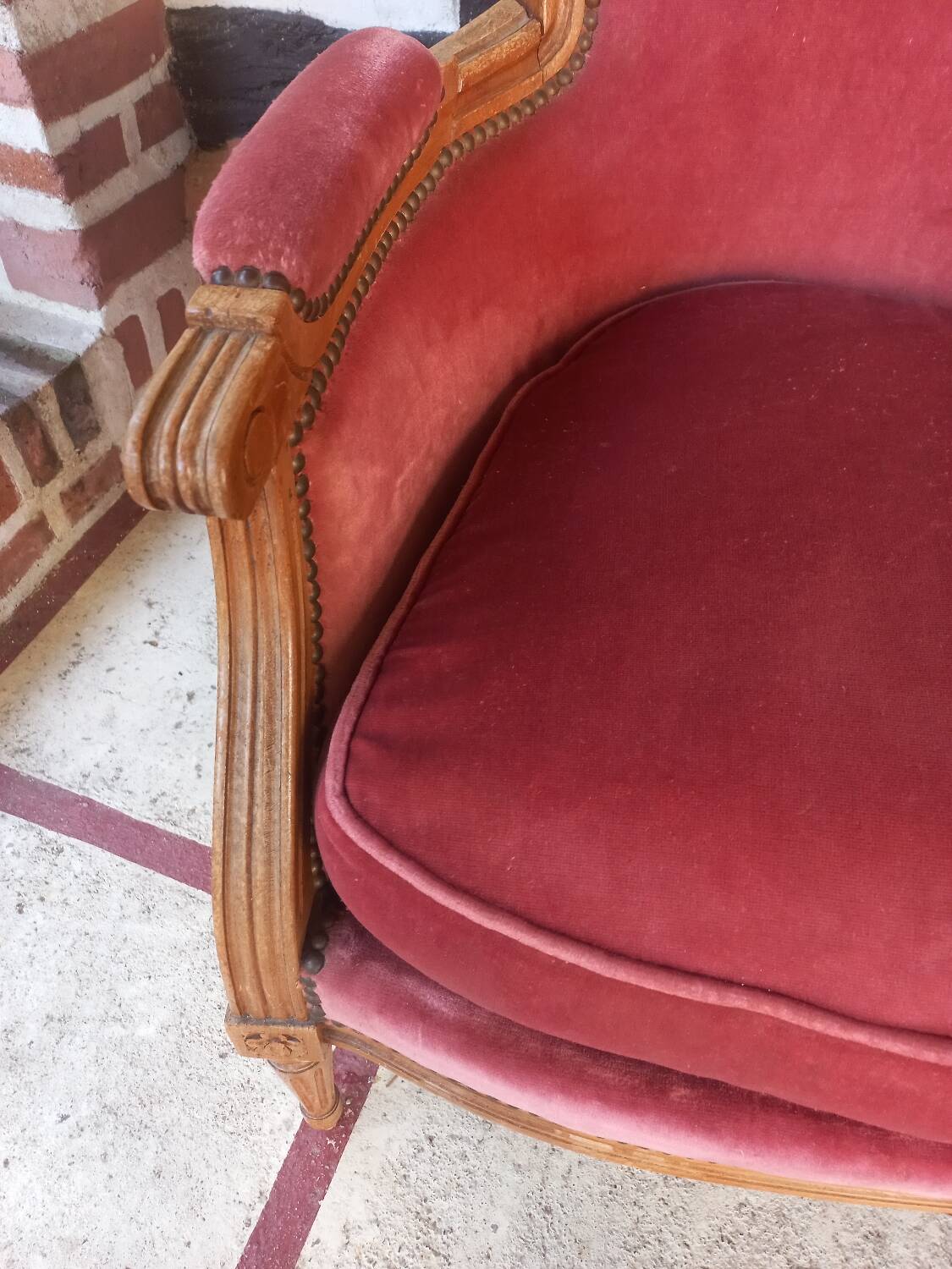 Louis XVI style bergère armchair