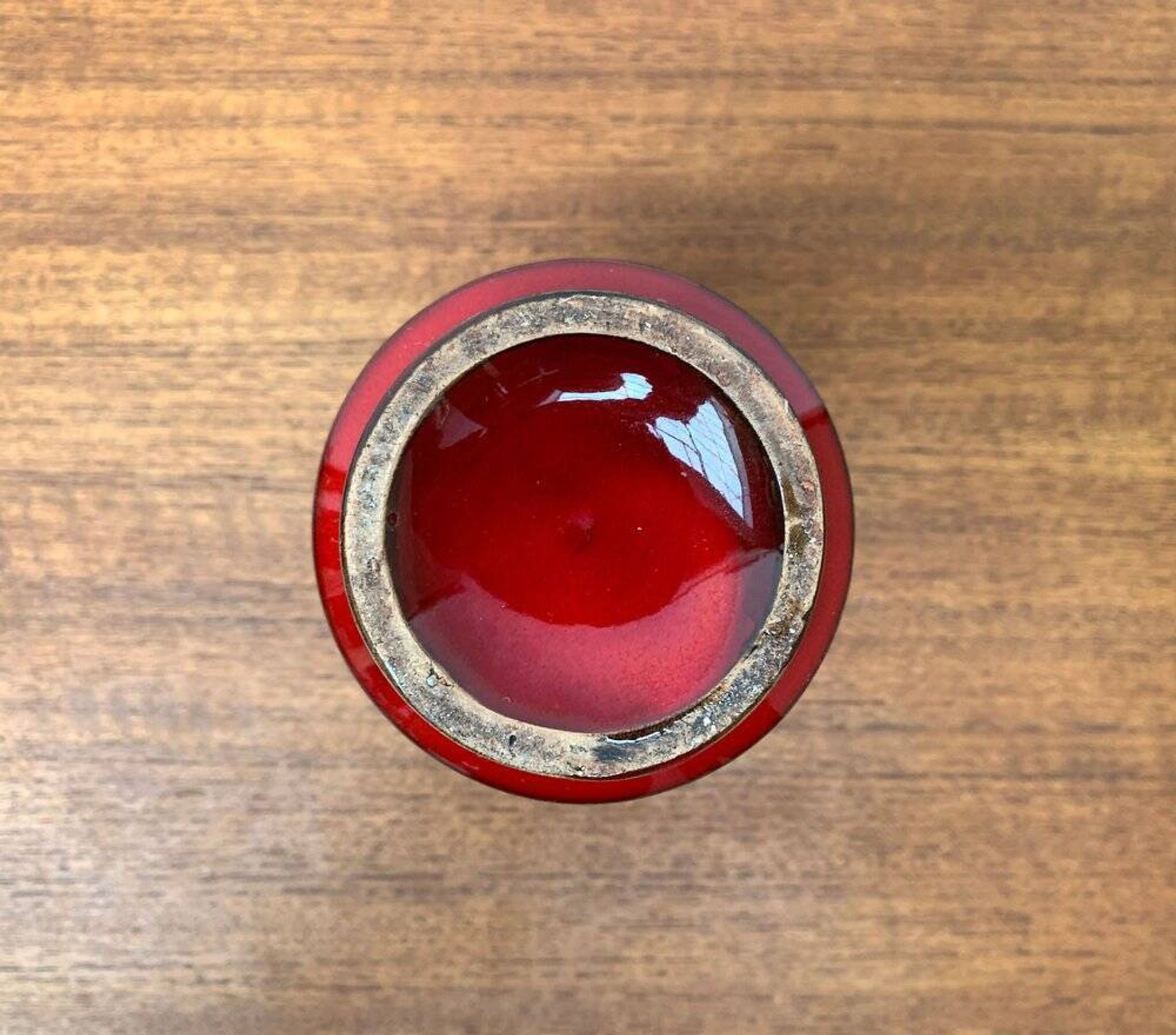 Red pottery vase Rimini Italian from the mid-century by Aldo Londi for Bitossi, 1960s.