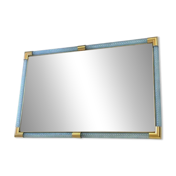 Contemporary Italian-Style Light Blue Mirror with Torchon-Torciglione