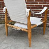 Vintage safari chair 1960s Denmark with canvas minimalist design