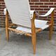 Vintage safari chair 1960s Denmark with canvas minimalist design